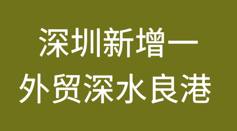 刚刚，深圳新增一个外贸深水良港