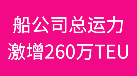 全球前十大船公司总运力激增260万TEU，增幅达13%