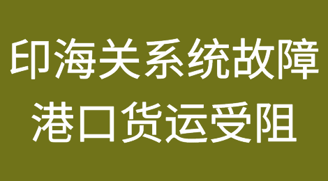 印度海关系统故障导致泛印度地区港口货运受阻，贸易商被迫支付沉重的滞期费
