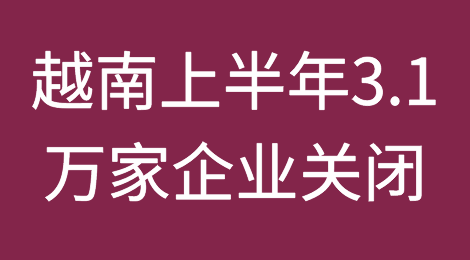 越南6月出口同比下降11.4%，上半年3.1万家企业关闭！