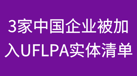 美国将3家中国企业加入UFLPA实体清单
