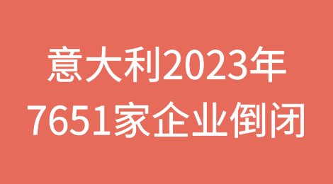 意大利2023年7651家企业倒闭，同比增长7%
