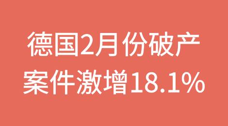 德国2月份破产案件激增18.1%