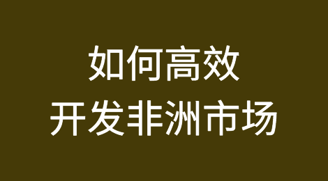 如何高效开发非洲市场？