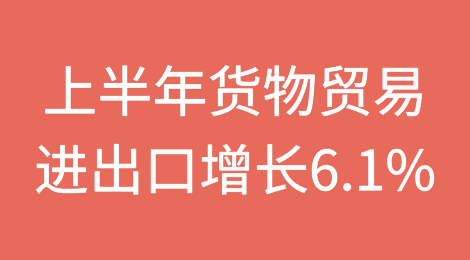 上半年我国货物贸易进出口增长6.1%