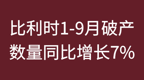 比利时2024年1-9月破产数量同比增长7%