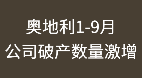 奥地利2024年1-9月公司破产数量激增24.6%