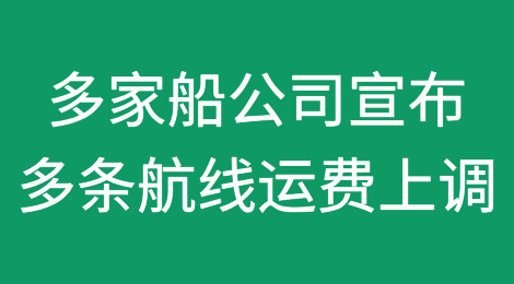 涨价！多家船公司宣布多条航线运费上调！