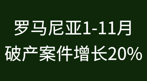 罗马尼亚1-11月破产案件增长20%