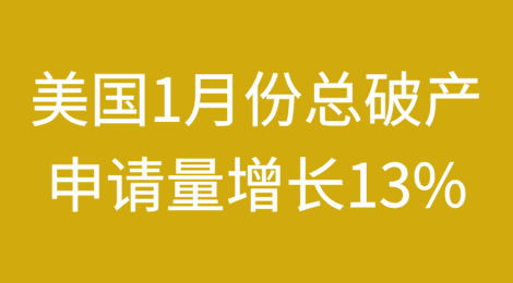 美国2025年1月份第11章商业破产申请同比增长16%，总破产申请量增长13%